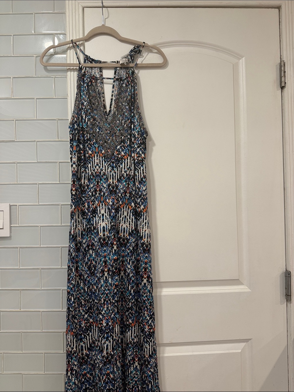 Parker NY Beaded Halter Maxi Dress – Size M
